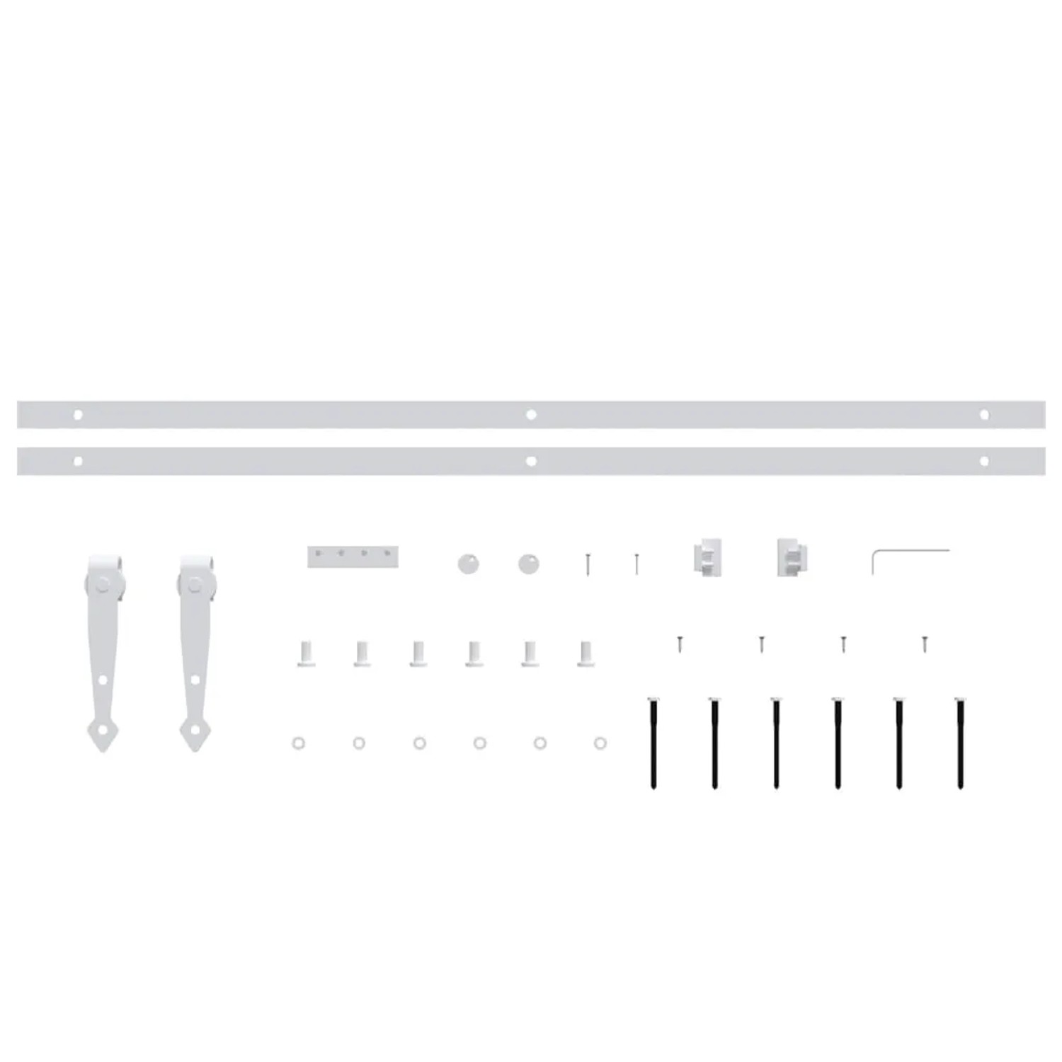vidaXL Mini Schiebetürbeschlag Set, 200 cm, weißer Kohlenstoffstahl für Schranktüren.