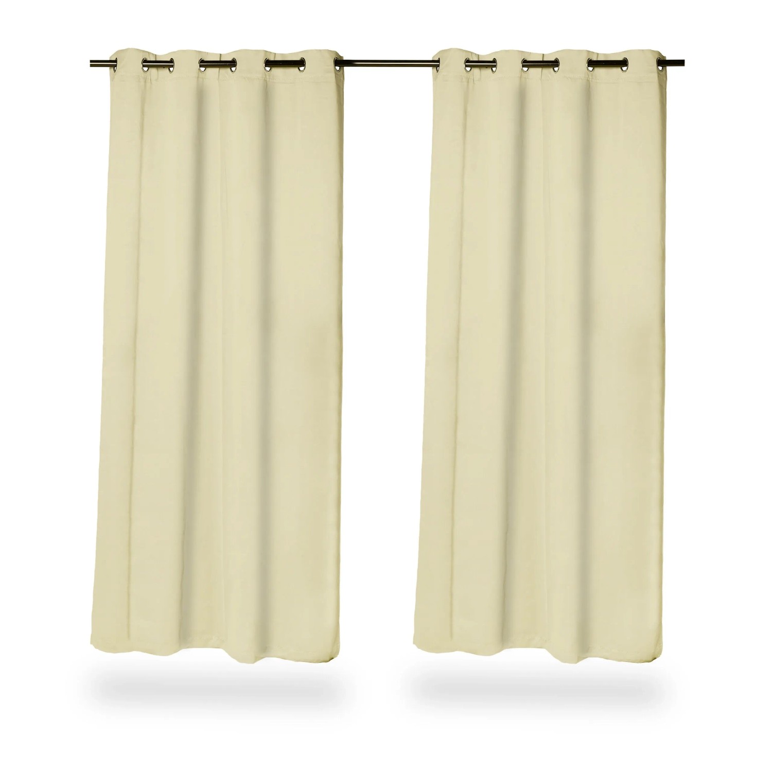 Relaxdays Vorhänge 2er Set Polyester Sand Blickdicht mit Ösen 245 cm x 135 cm