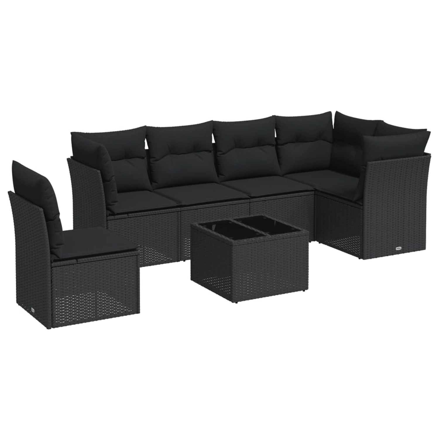 vidaXL 7-tlg Garten-Sofagarnitur mit Kissen Schwarz Poly Rattan Modell 8