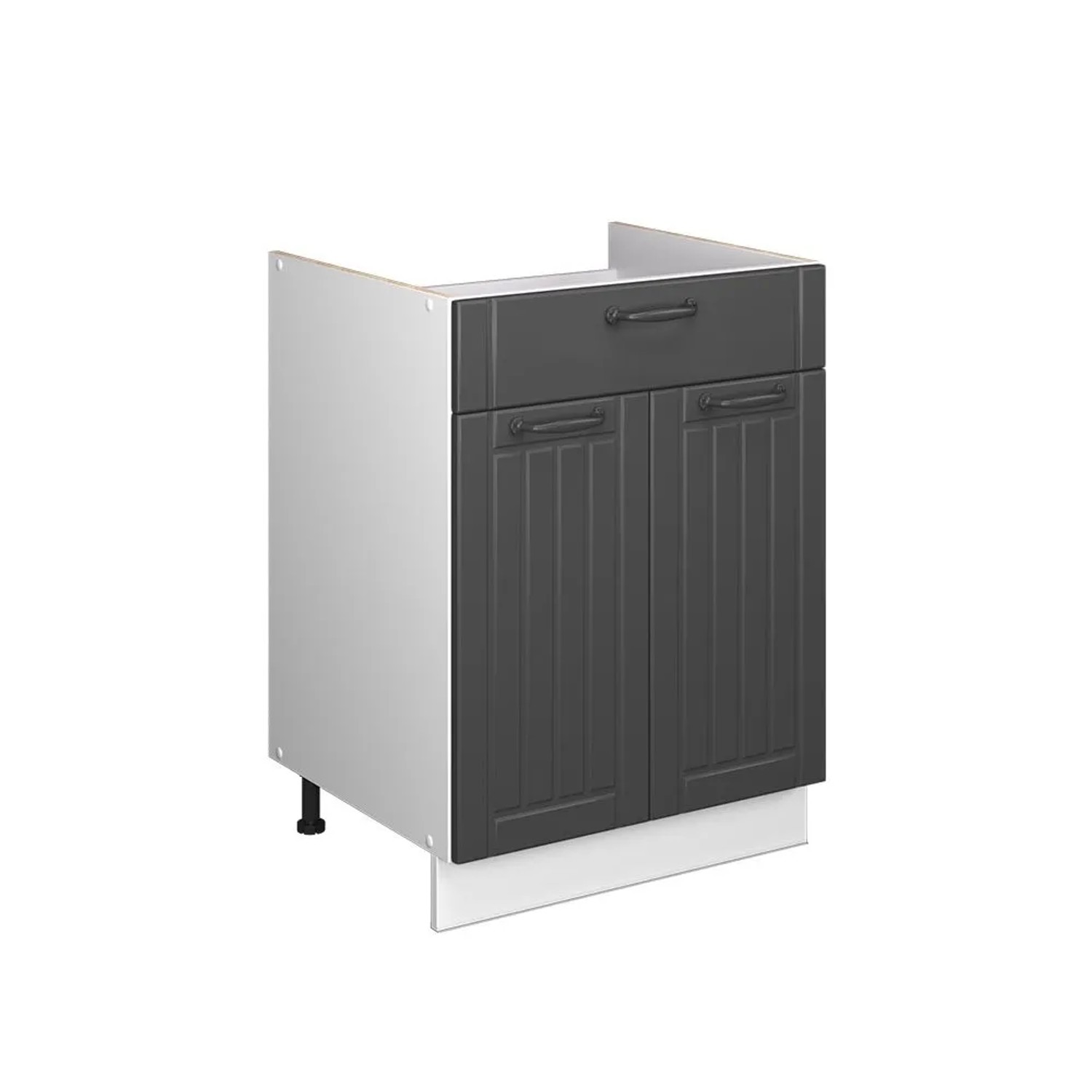 Vicco Unterschrank für Spüle/Kochfeld Fame-Line Dunkelgrau/Weiß 60 x 82 mit Schublade ohne Arbeitsplatte Art Nr 60969