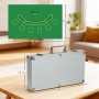 Silberner Aluminium Pokerkoffer (38,5x23x6,5 cm) mit grüner Blackjack-Matte (90x60 cm) für Spiel & Spaß.