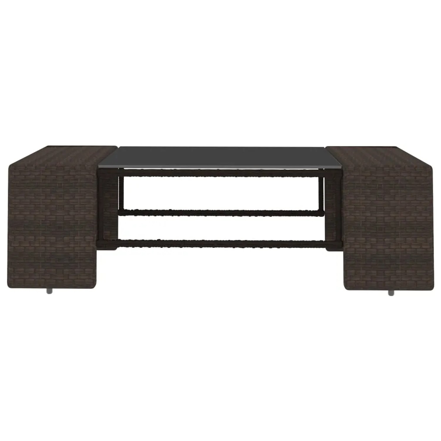 vidaXL Garten-Lounge-Set, 10-teilig, braunes Poly Rattan mit Glasplatte. Gartenmöbel für Terrasse und Garten.