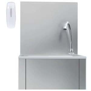 vidaXL Handwaschbecken mit Hahn und Seifenspender aus Edelstahl.