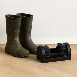 Relaxdays Schuhabstreifer Holz Schwarz Rutschfest 11,5 cm x 23 cm x 15 cm 1,7 kg