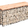 Gabionen-Gartenbank (100x46x30cm) mit Holzauflage, gefüllt mit hellen Steinen.