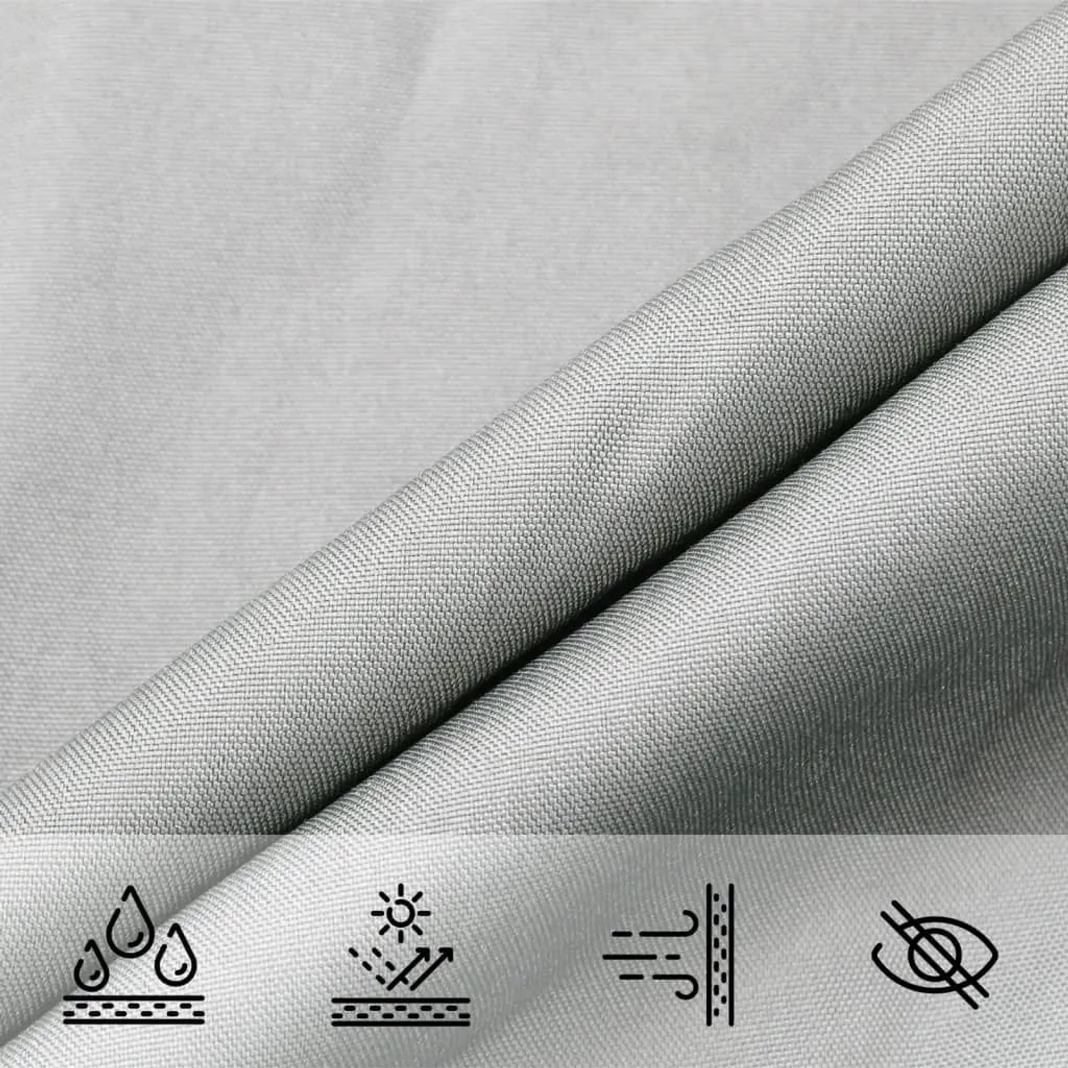 Hellgraues vidaXL Sonnensegel aus Polyester Oxford. Material zeigt Wasser-, UV-Schutz, Winddichtigkeit, Blickdichte.