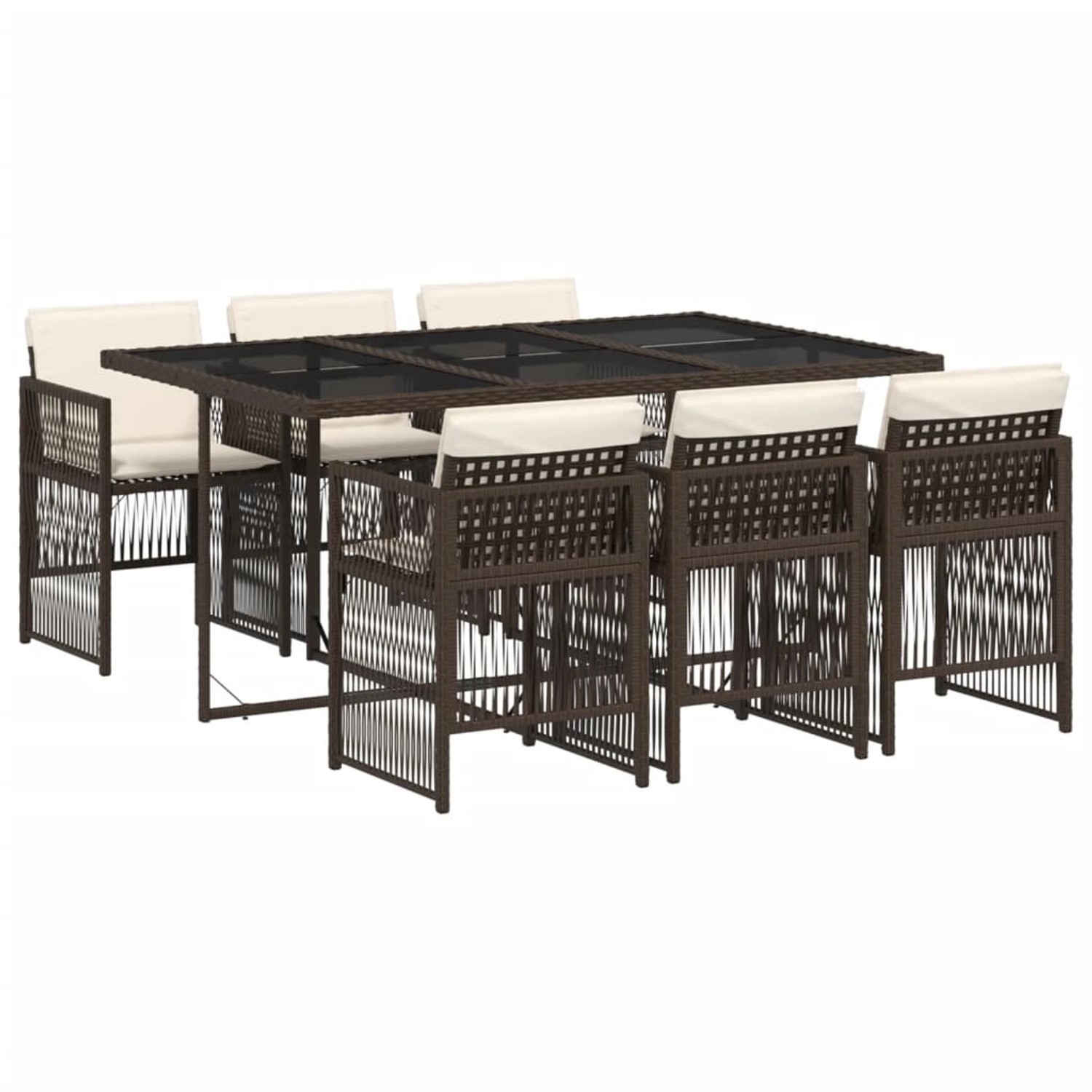 vidaXL 7-Tlg Garten-Essgruppe mit Kissen Braun Poly Rattan 3210909 günstig online kaufen