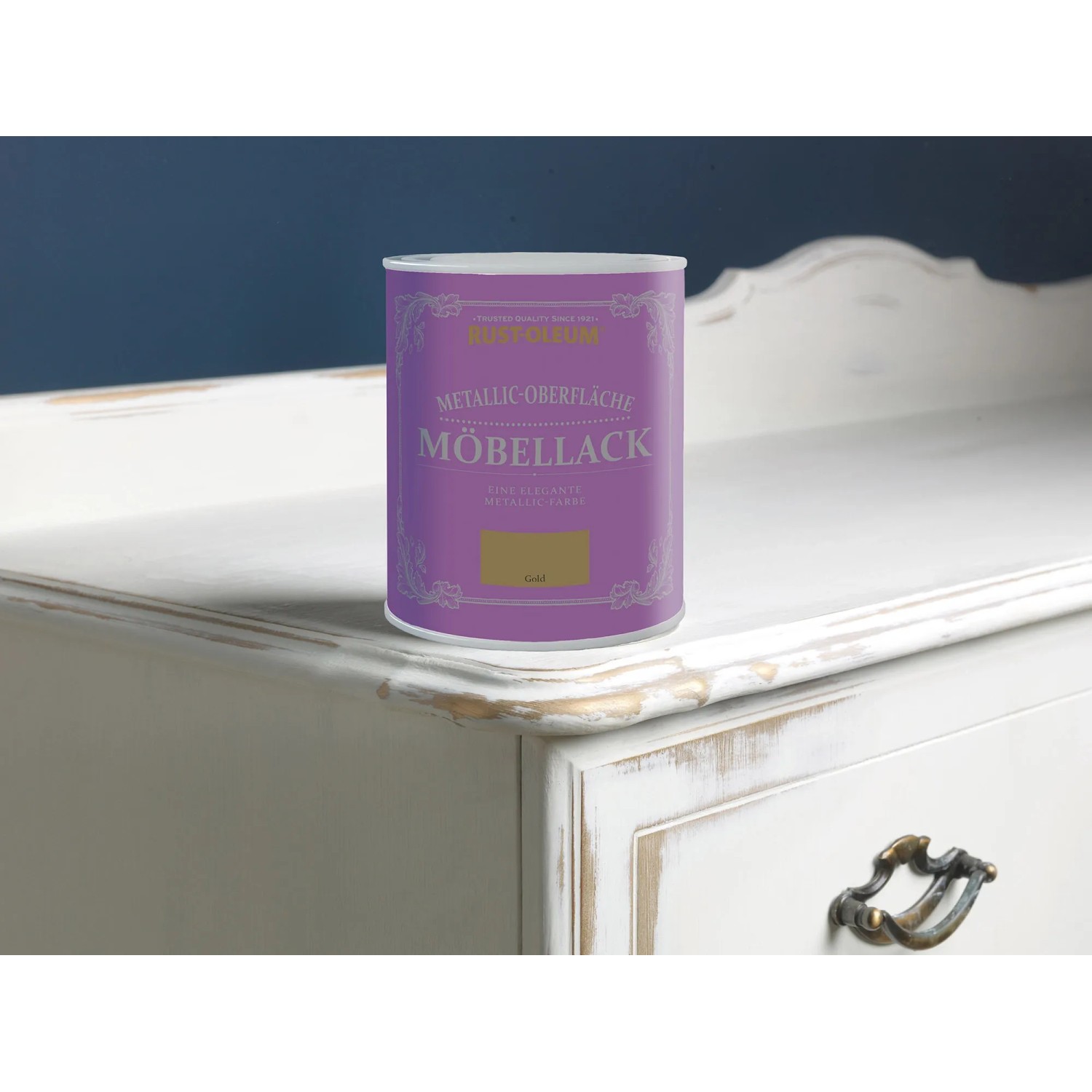 Rust-Oleum Möbellack Metallisch Gold Matt, 125ml Dose. Kreidefarbe für Möbel mit Antik-Effekt.