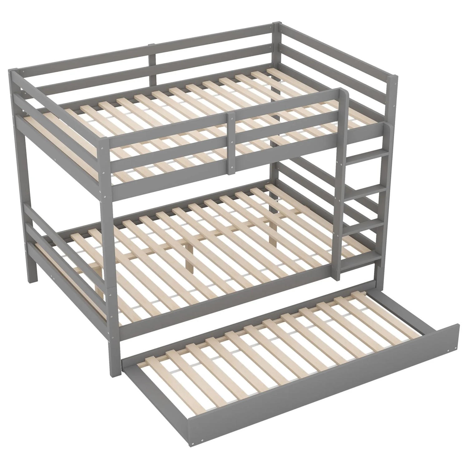 okwish Etagenbett 140x200cm mit Ausziehbett und Treppe Kinderzimmer Grau ohne Matratze