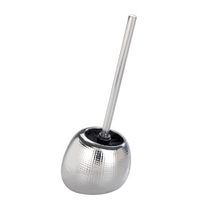 Wenko WC-Garnitur Polaris Nodi Chrom, Keramik, silberfarben, mit strukturierter Oberfläche.