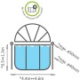 Skizze: EXIT Dome für Frame Pool ECO 15ft, Poolzelt mit Maßen 440-460 cm.