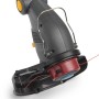 Detailaufnahme des Stiga GT 106c Elektro-Rasentrimmers mit Doppelfadenspule und Schutzbügel.