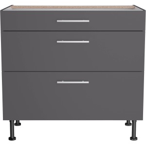 Optifit Unterschrank Ingvar420, 90 cm, Anthrazit Matt, mit 3 Auszügen und Edelstahlgriffen.