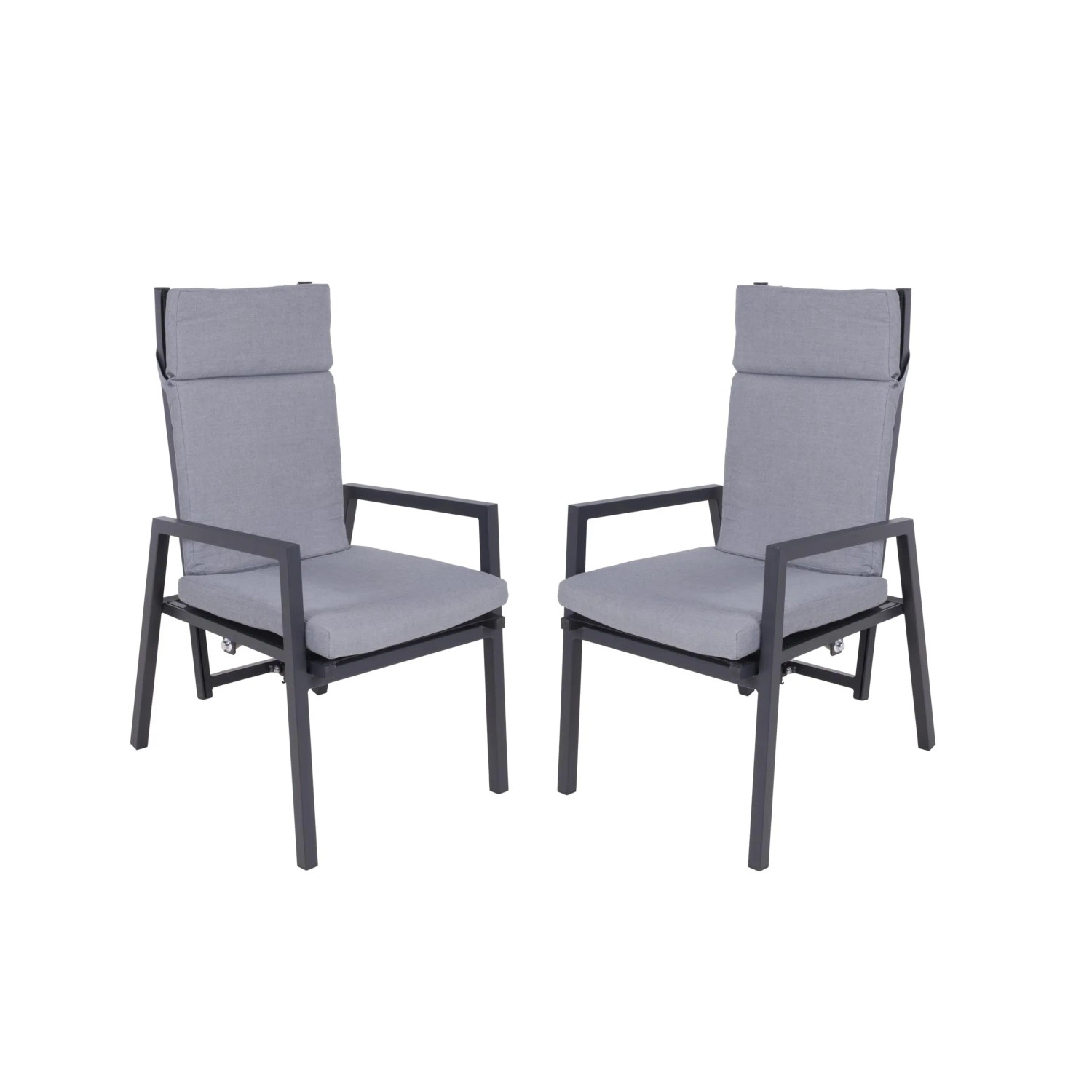DELUKE Gartenstuhl 2er Set JULE Polyester Kissen Grau Gartenstühle Wetterfest Essstühle Outdoor Terrasse