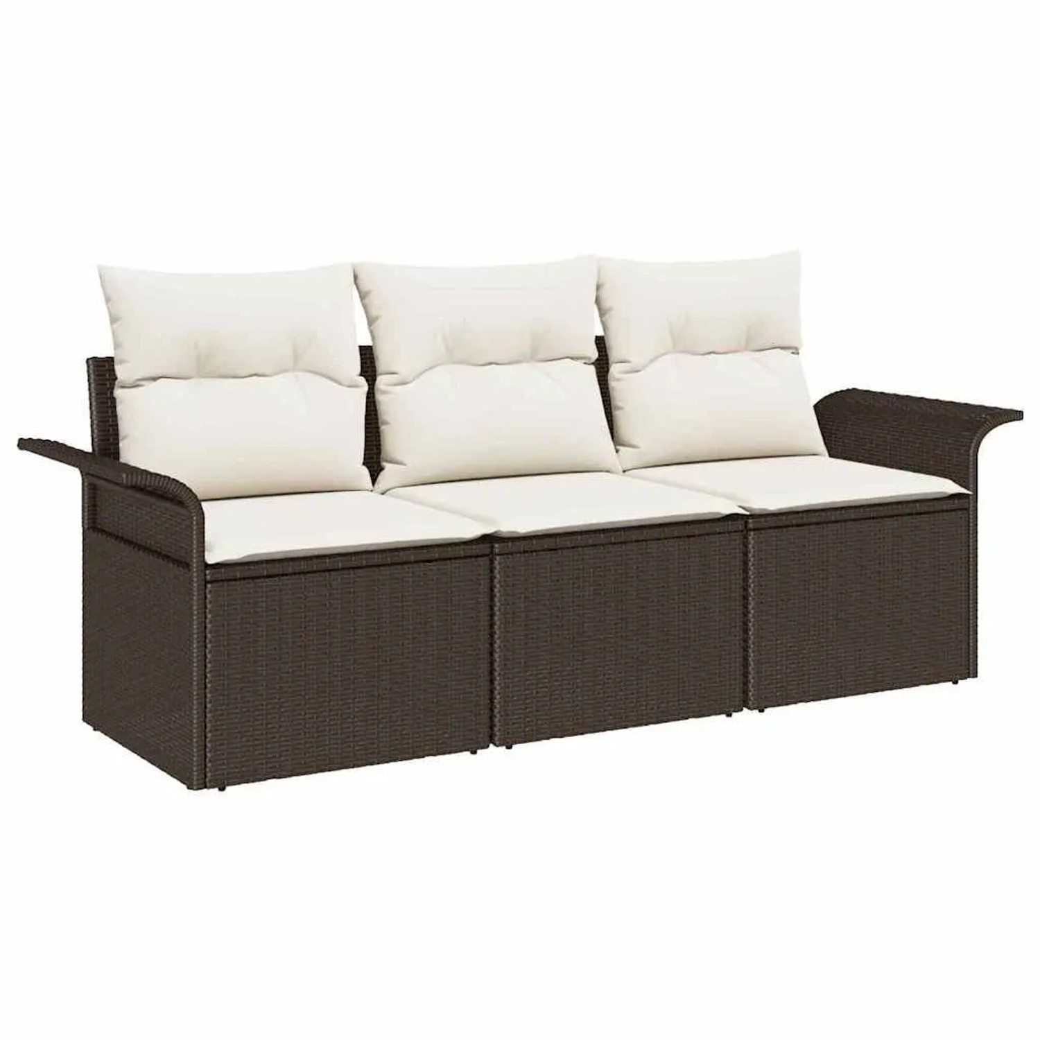 vidaXL Sofa Set mit Kissen 3-Tlg Braun und Creme Poly-Rattan 3345218 günstig online kaufen