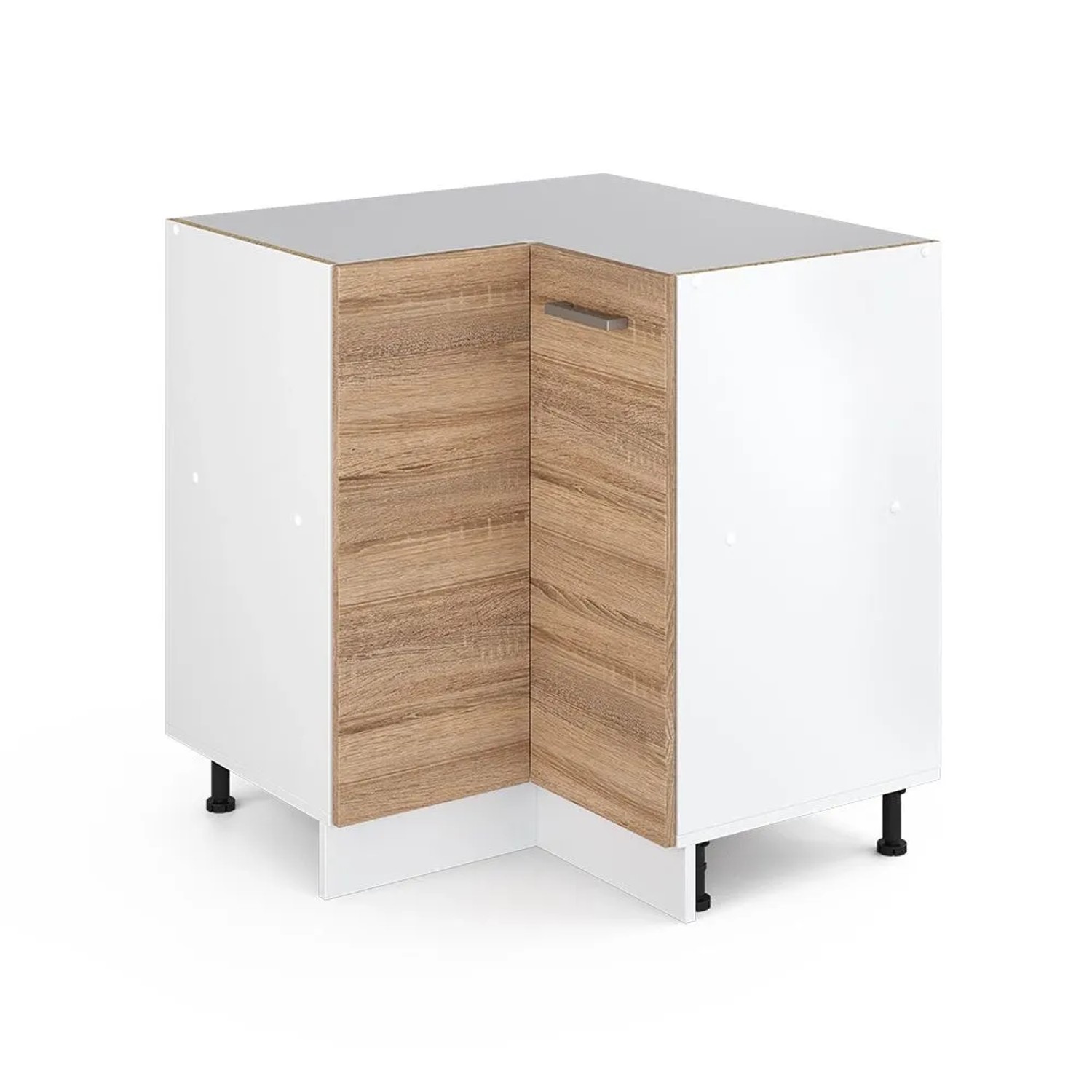 Vicco Eckunterschrank R-Line Küchen Eckschrank Sonoma Weiß 76 cm ohne Arbeitsplatte