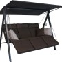 Angerer Hollywoodschaukel Lounge Smart Coffee, 3-Sitzer mit braunen Polstern und Sonnendach.