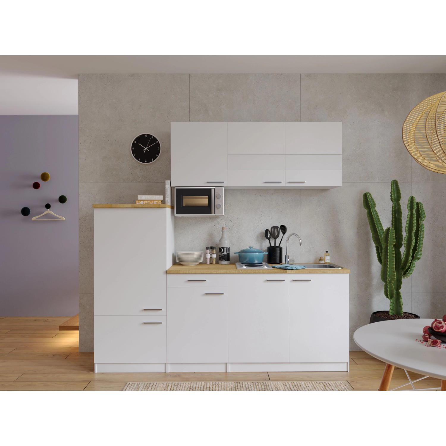 Respekta Küchenblock KB210WWMIBO 210 cm Weiß günstig online kaufen