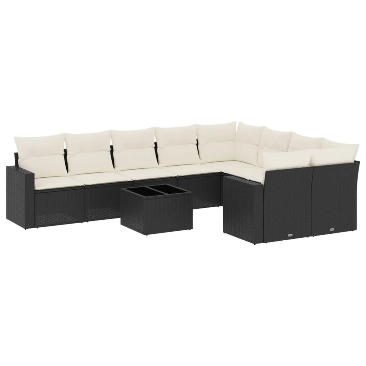 vidaXL 10-Tlg Garten-Sofagarnitur mit Kissen Schwarz Poly Rattan 3219436 günstig online kaufen