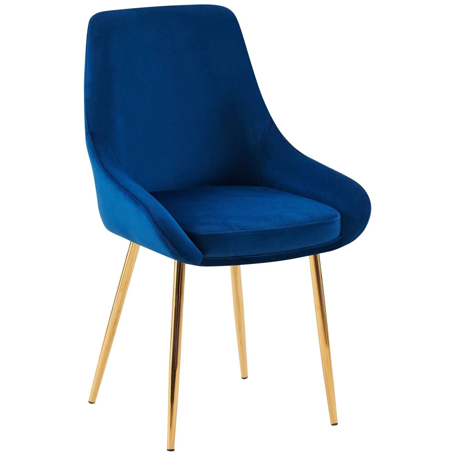 DELUKE Esszimmerstuhl PUNAR Samt Dunkelblau 50x53x86cm Gold Essstühle Esszimmerstühle Küchenstühle Wohnzimmerstühle