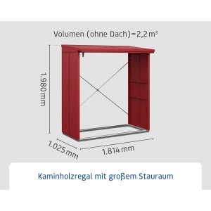 EcoStar Kaminholzregal Elegant-V, purpurrot, Metall, mit Maßangaben. Ideal zur Lagerung von Brennholz.