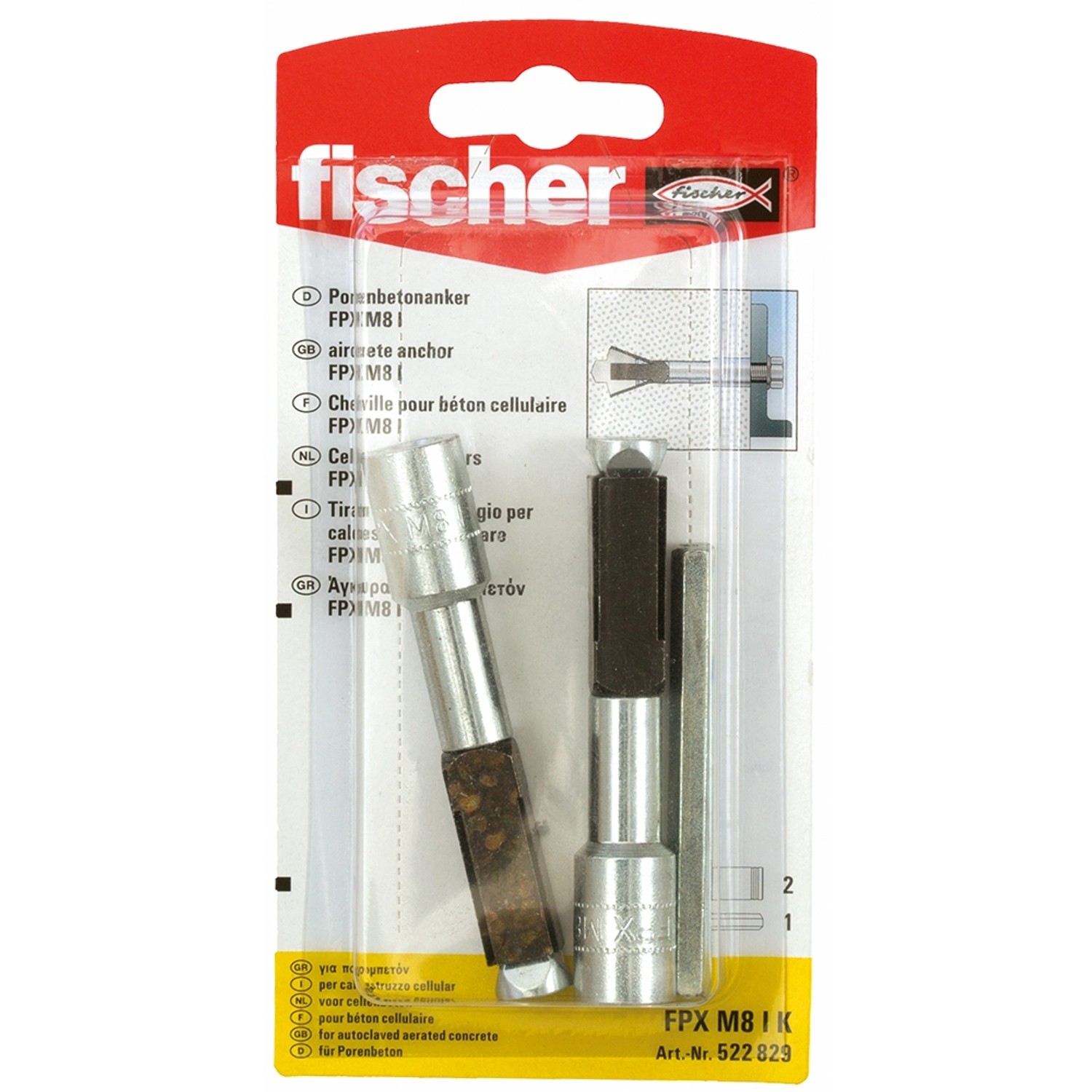 Fischer Porenbetonanker FPX-I M8, 2 Stück, für hohe Lasten in Porenbeton.