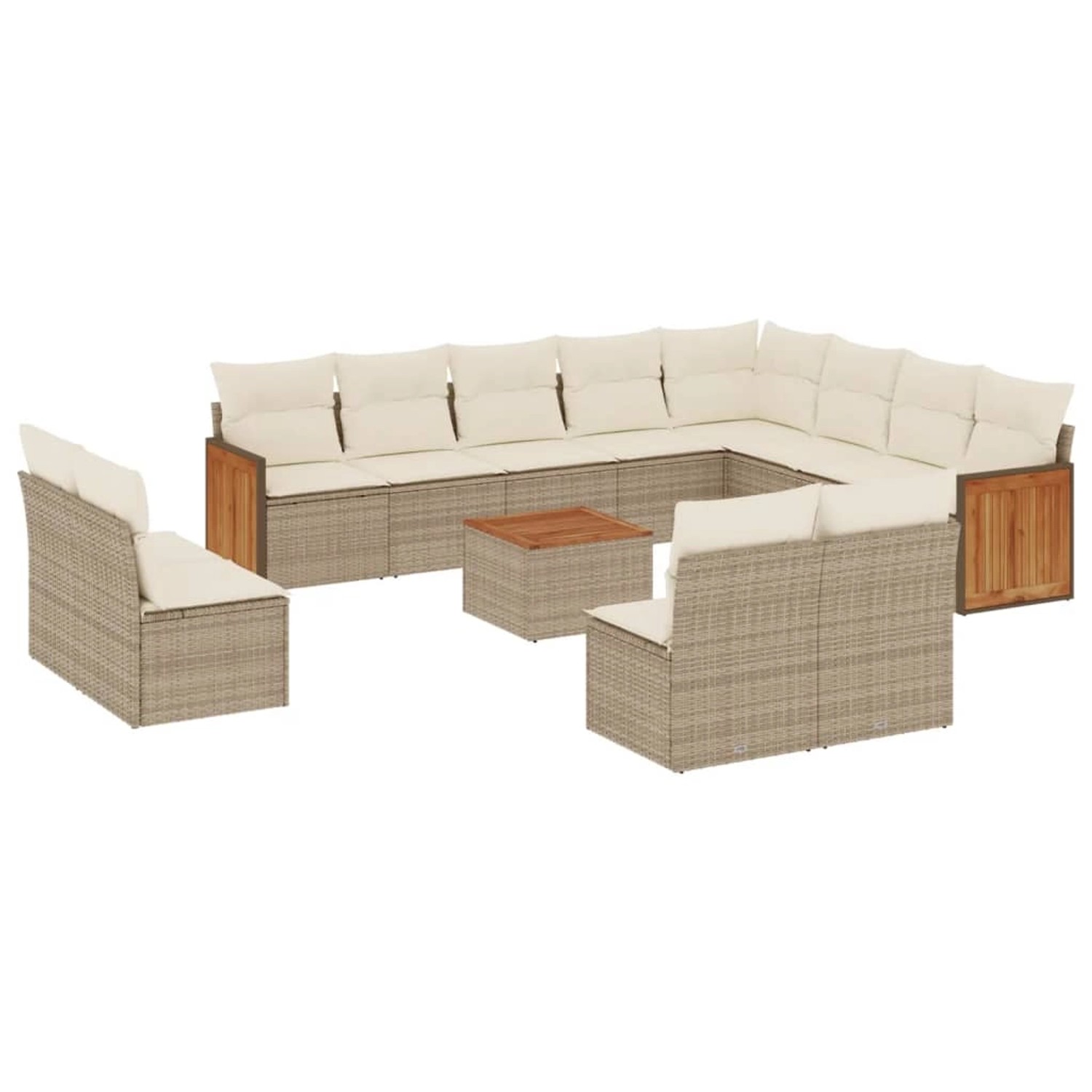 vidaXL 13-Tlg Garten-Sofagarnitur mit Kissen Beige Poly Rattan 3228158 günstig online kaufen