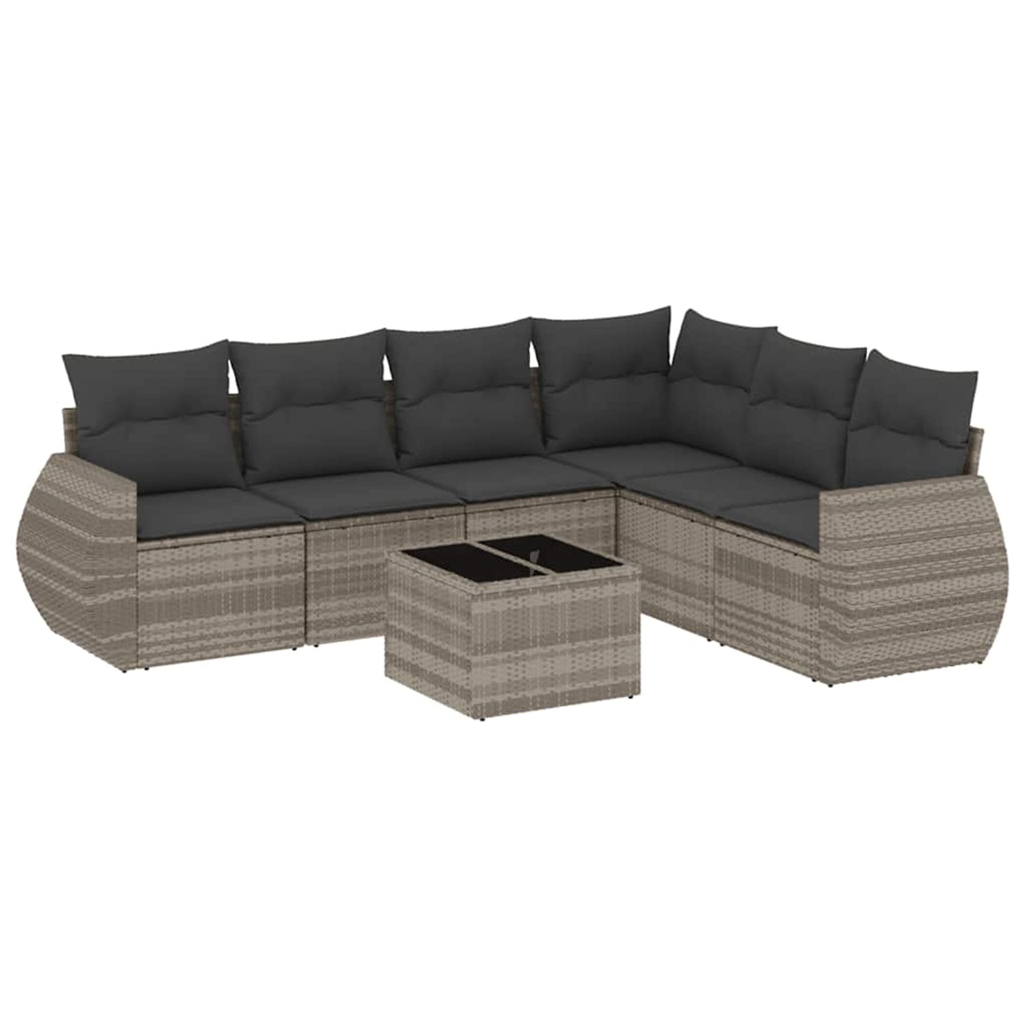 vidaXL 7-Tlg Garten-Sofagarnitur mit Kissen Hellgrau Poly Rattan 3221421 günstig online kaufen