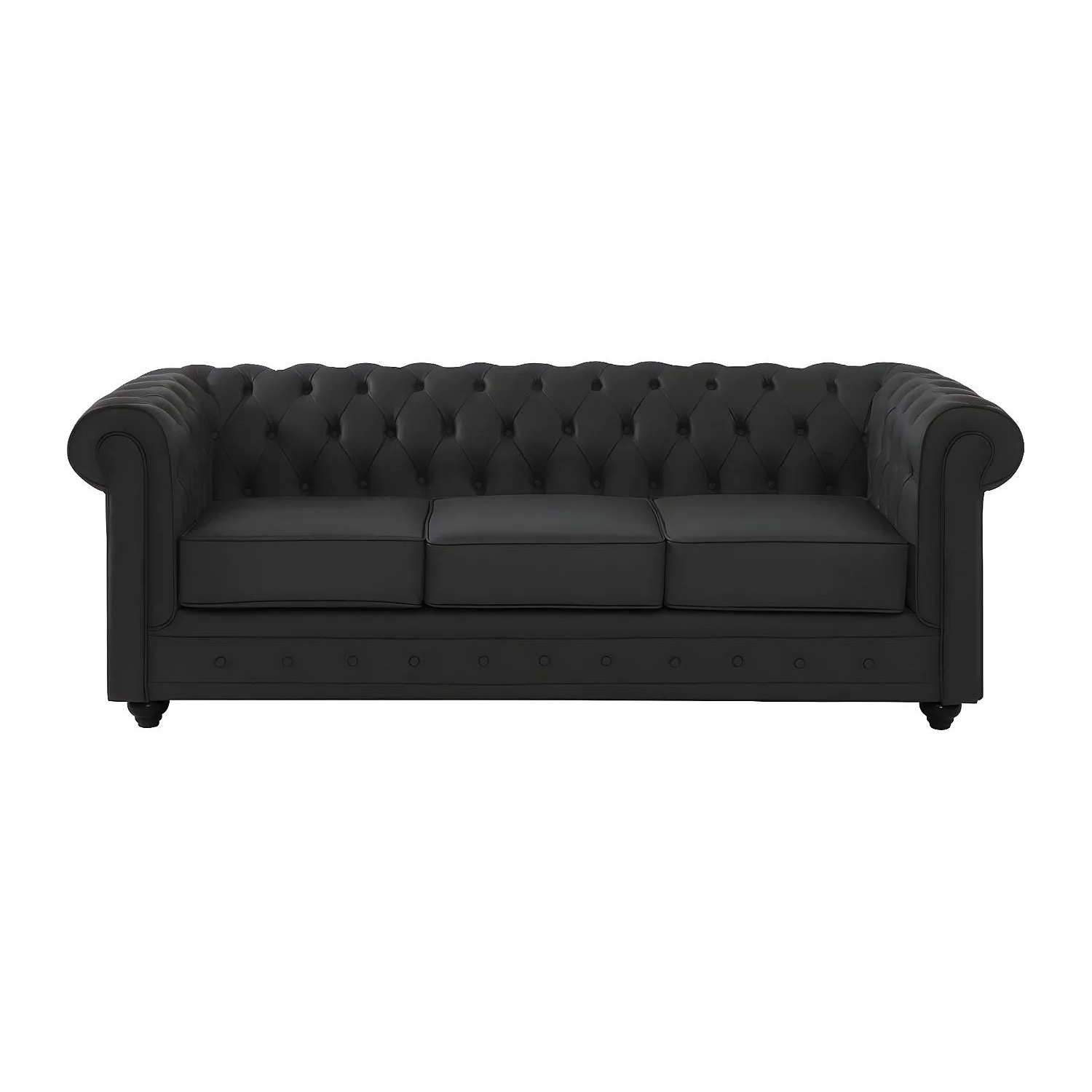 Vente-unique Sofa Ohne Schlafmöglichkeit Chesterfield Schwarz 205 cm