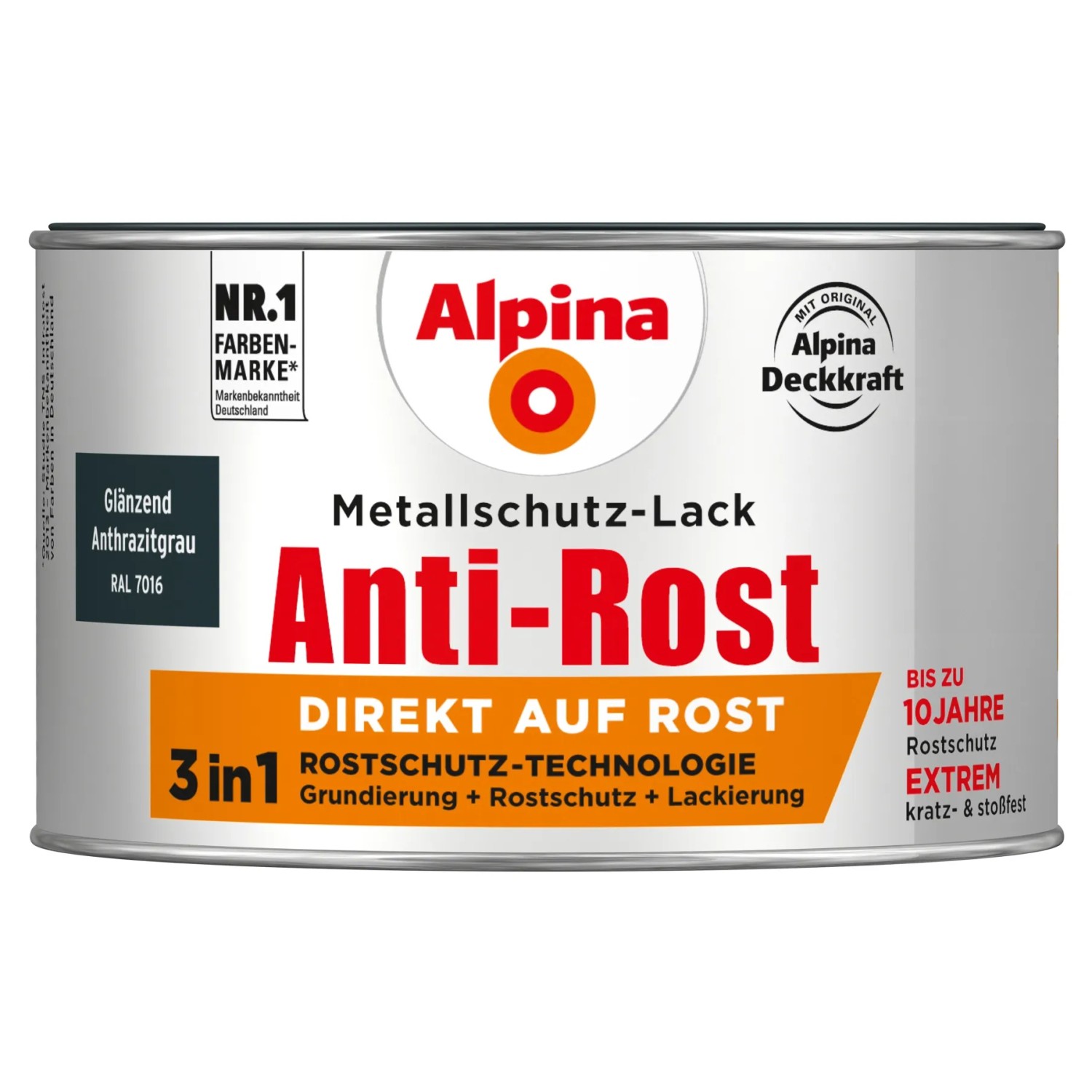 Alpina Metallschutz-Lack Anti-Rost Anthrazitgrau glänzend 300 ml
