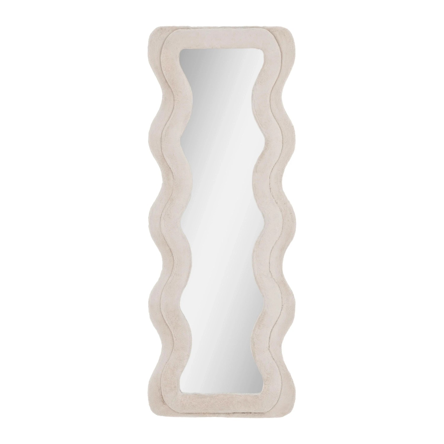 Premium Living Wandspiegel Suki Rahmen Kunstfell Taupe