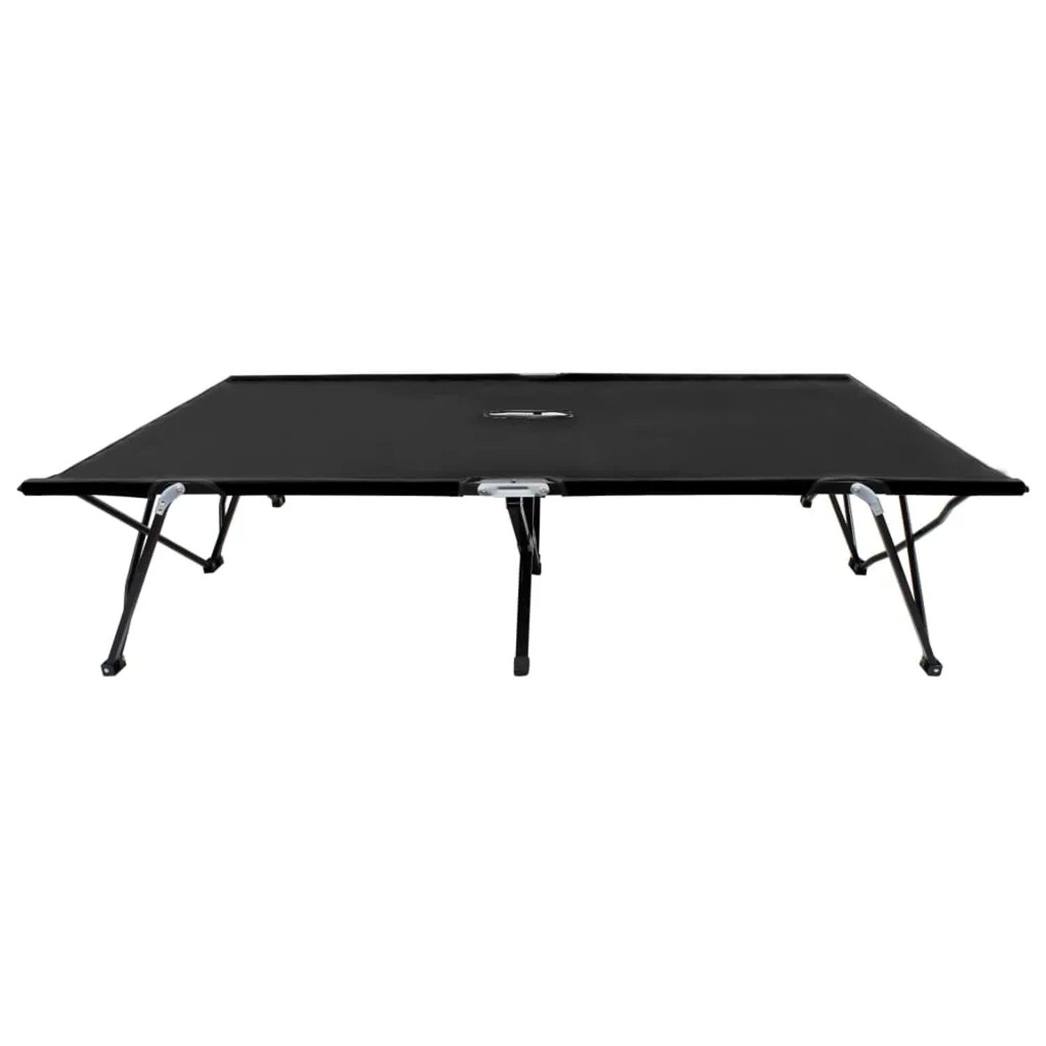 Schwarze vidaXL Doppelliege, klappbar, aus Stahl. Ideal für Camping und Outdoor.