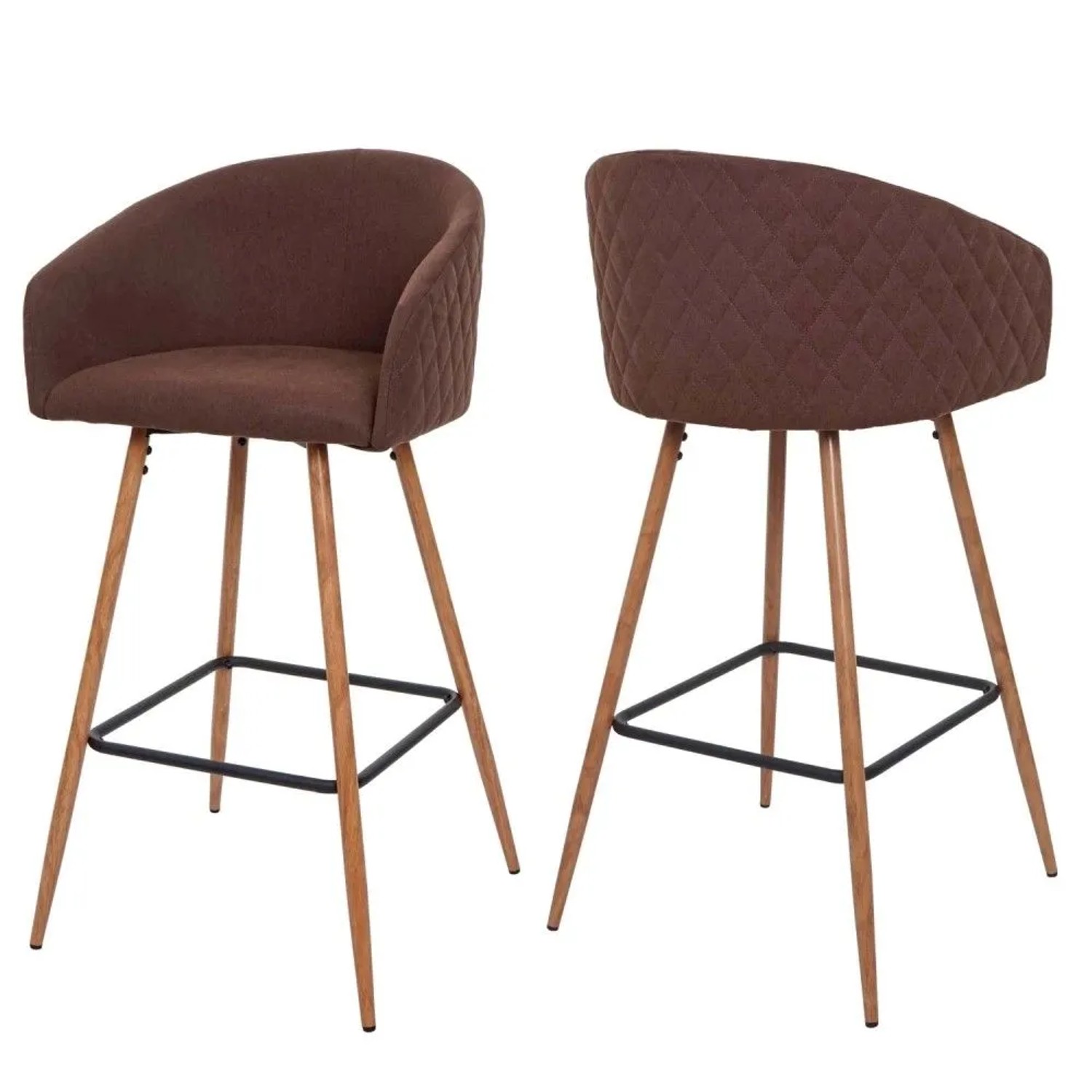 MCW Barhocker D72 2er-Set Stoff/Textil Braun