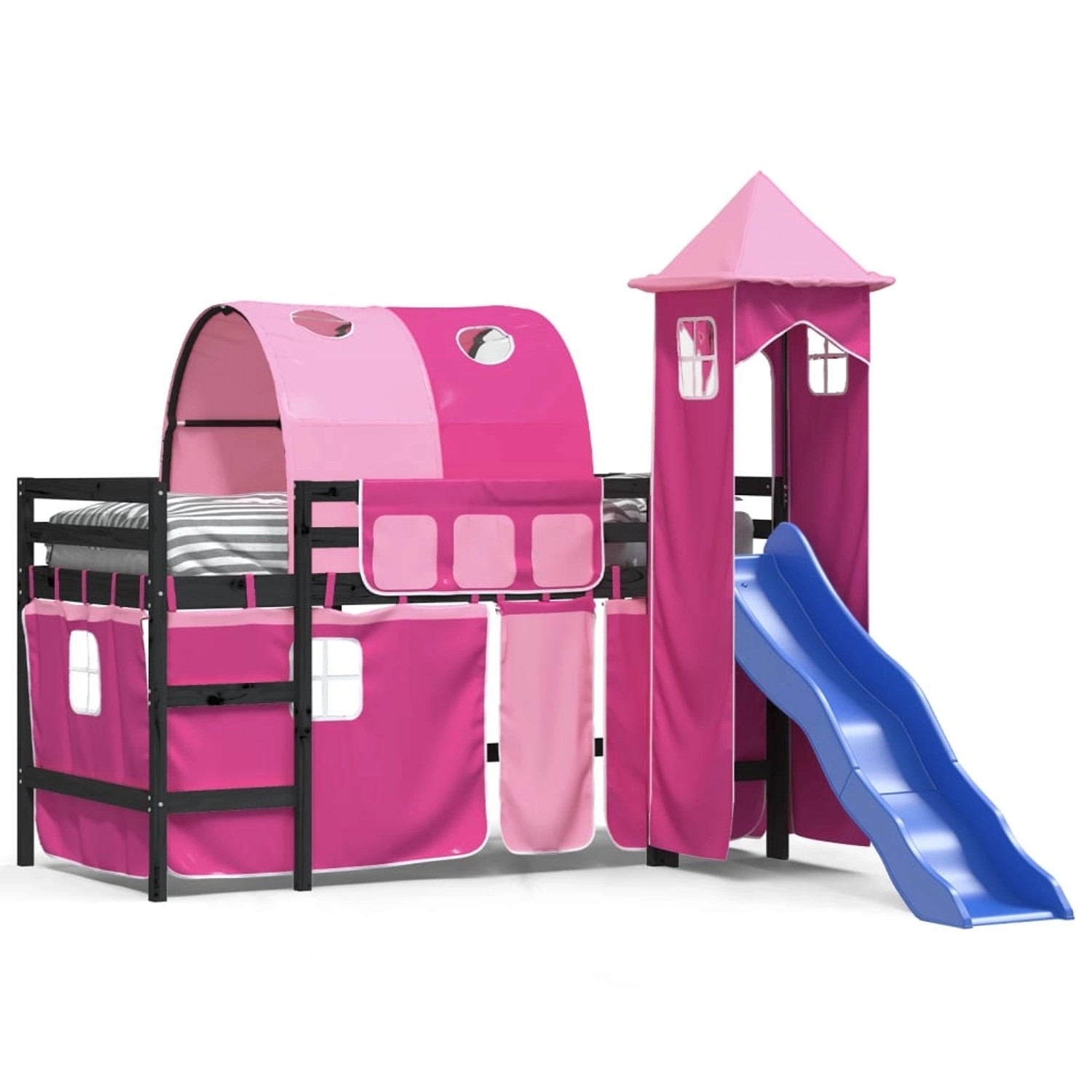 vidaXL Kinderhochbett mit Turm Rosa 90x190 cm Massivholz Kiefer1930278