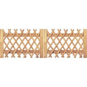 Braunes Jägerzaun Doppeltor, 300x100 cm, aus imprägniertem Nadelholz. Gartenzaun im klassischen Design.