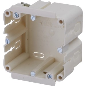 Einbaudose 1-fach für Kabelkanäle, Kunststoffdose mit Schrauben für Elektroinstallation.