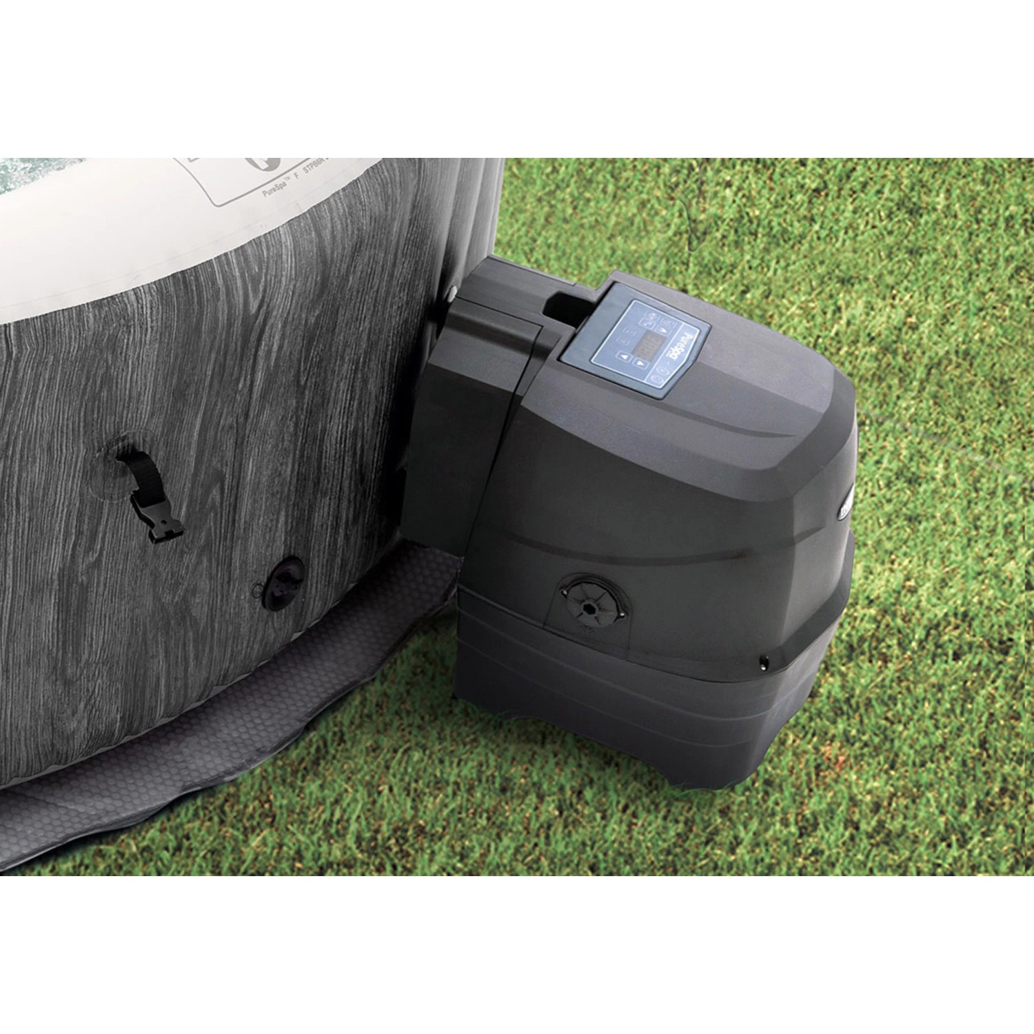 Intex PureSpa Greywood Deluxe aufblasbarer Whirlpool mit Steuereinheit im Detail.