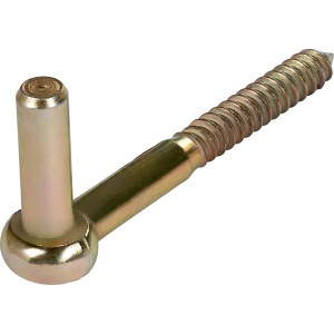 Gelb verzinkter Einschraubkloben, 120 mm, mit Schraubgewinde und Bolzen für Ladenbänder.