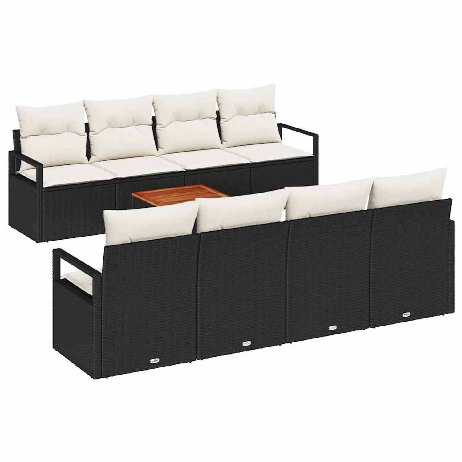 vidaXL Garten-Sofa-Set 9-Tlg Schwarz Weiß 3356346 günstig online kaufen