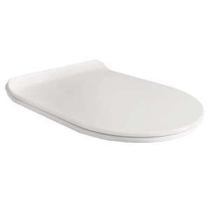 Weißer NEG Slim-Line WC-Sitz mit Softclose, geschlossen. Moderner Toilettendeckel aus Duroplast für Uno11RL WCs.