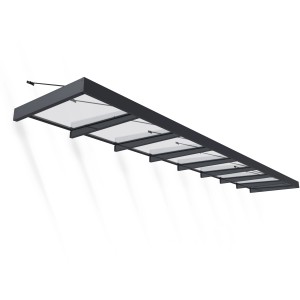 Palram Canopia Vordach Sophia XL, 7,5 m, schwarz-transparent, für Terrassen & Hauseingänge.
