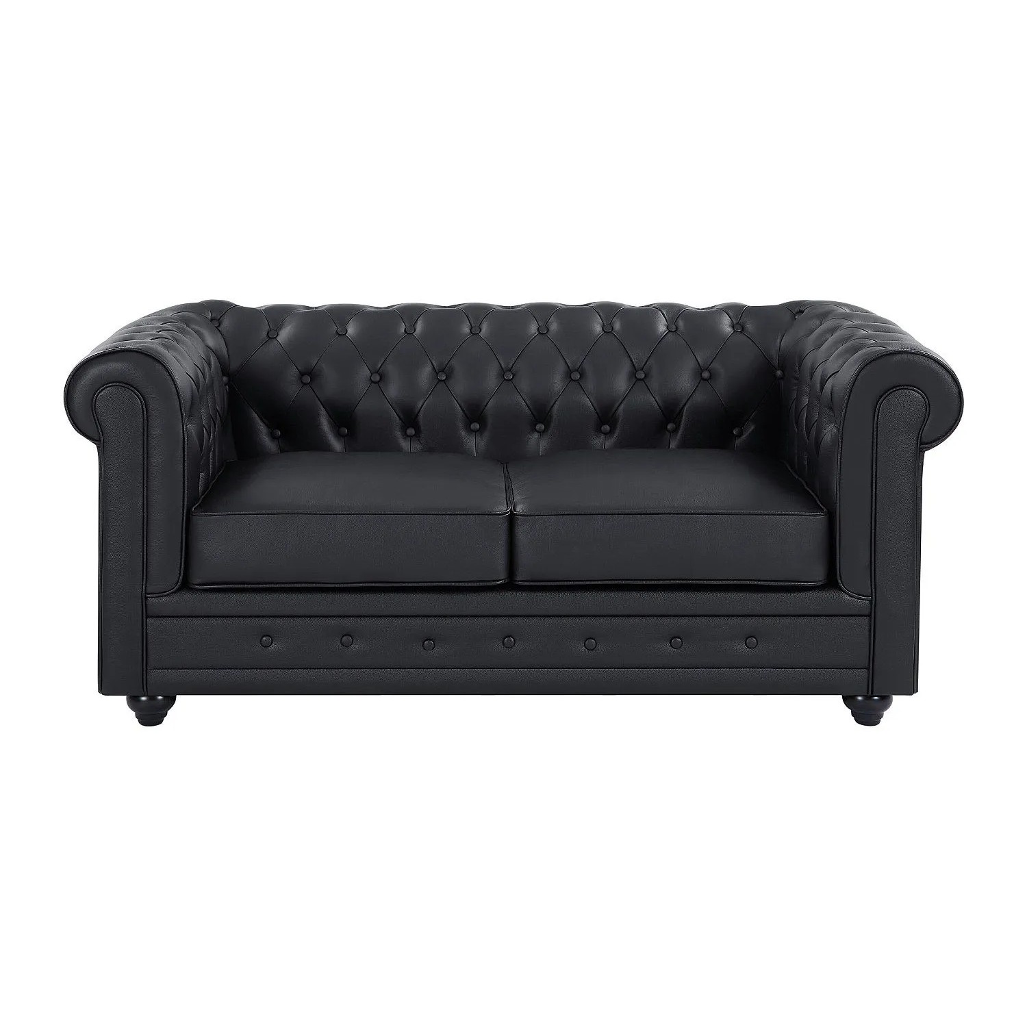 Vente-unique Sofa Ohne Schlafmöglichkeit Chesterfield Schwarz 165 cm