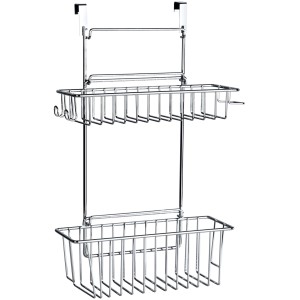 Wenko Einhängregal Flexi mit 2 Ablagen aus Chrom, zur Montage an Schranktüren.