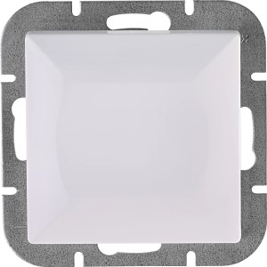 Weißer OBI Schalter für die Wandmontage, Detailaufnahme.