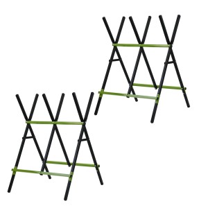 TRUTZHOLM 2er Set Holzsägebock Klappbar Stahl Pulverbeschichtet 100 kg Traglast Schwarz Grün