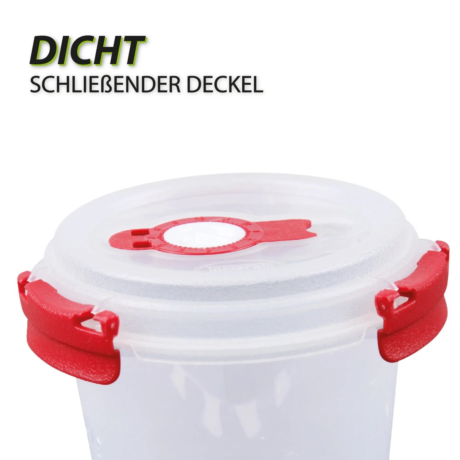 Bestlivings Frischhaltebox, 0,64L, mit rotem Deckel. Joghurtbox aus Kunststoff, 8er-Set.