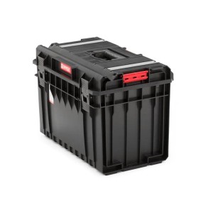 Schwarzer PROREGAL QBRICK Werkzeugkasten One mit Aluschienen, 52L, bis 120kg Traglast.