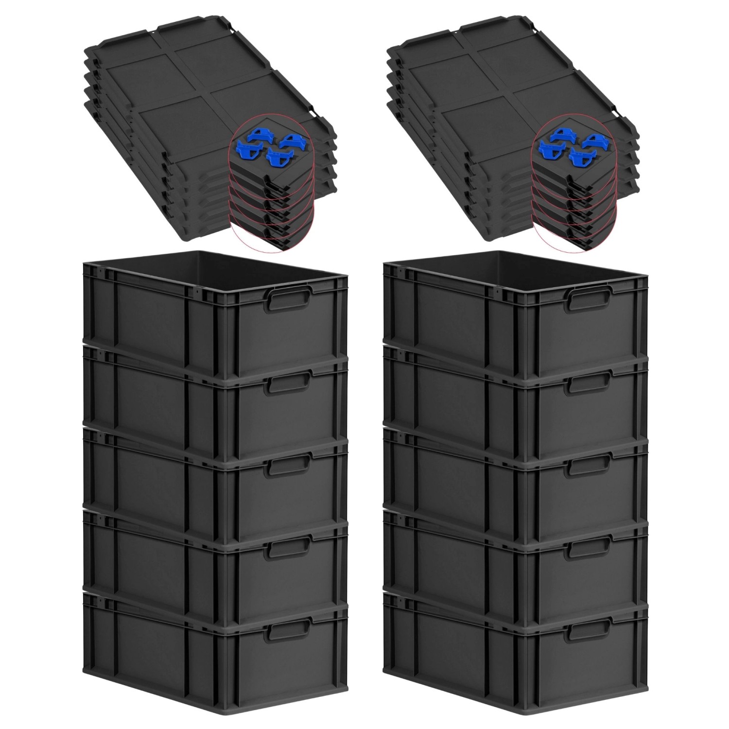 PROREGAL SparSet 10x Eurobox Nextgen Grip Mit Auflagedeckel Und Blauen Vers günstig online kaufen