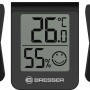 BRESSER Thermo- und Hygrometer 3er-Set, schwarz, zeigt Temperatur und Luftfeuchtigkeit an.