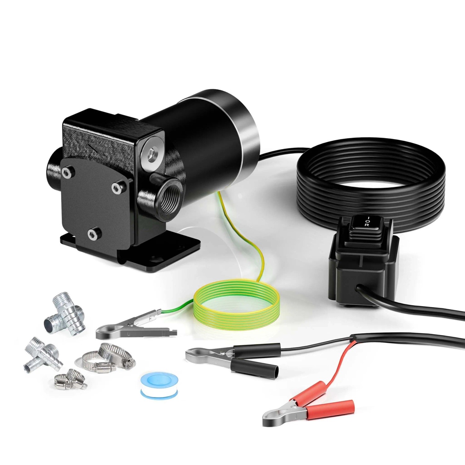 Wiltec Transferpumpe 12V 75W Kraftstoffpumpe 14L/Min Förderpumpe Diesel/Benzin